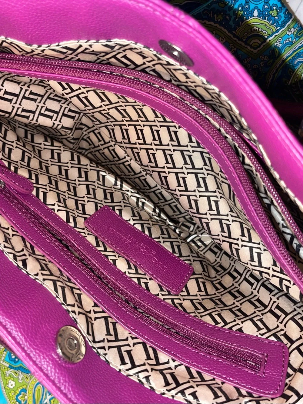 Fuchsia pebbled leather tote